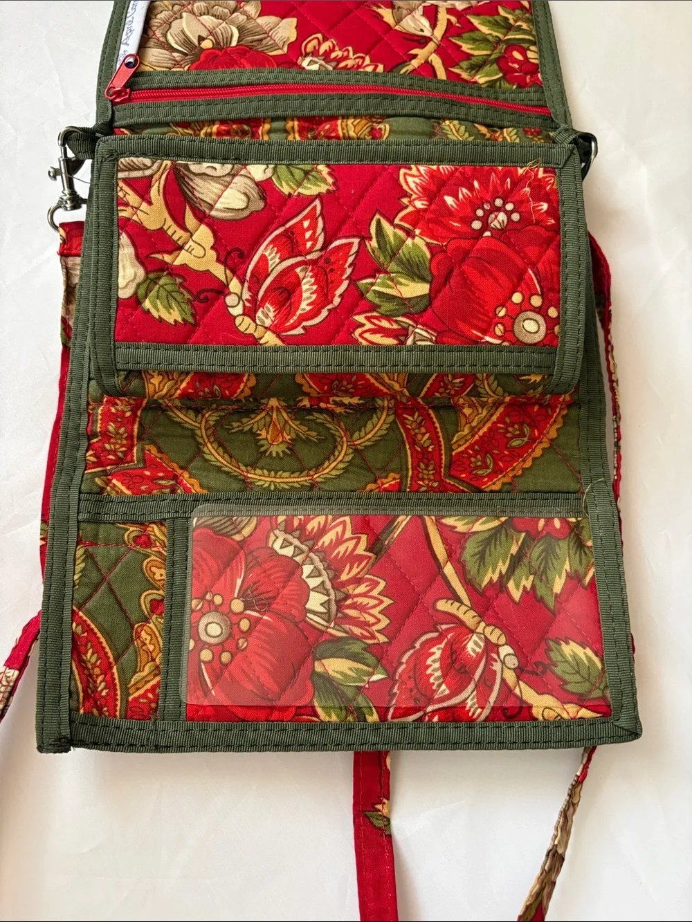 April Cornell Red Floral Quilted Crossbody Bag